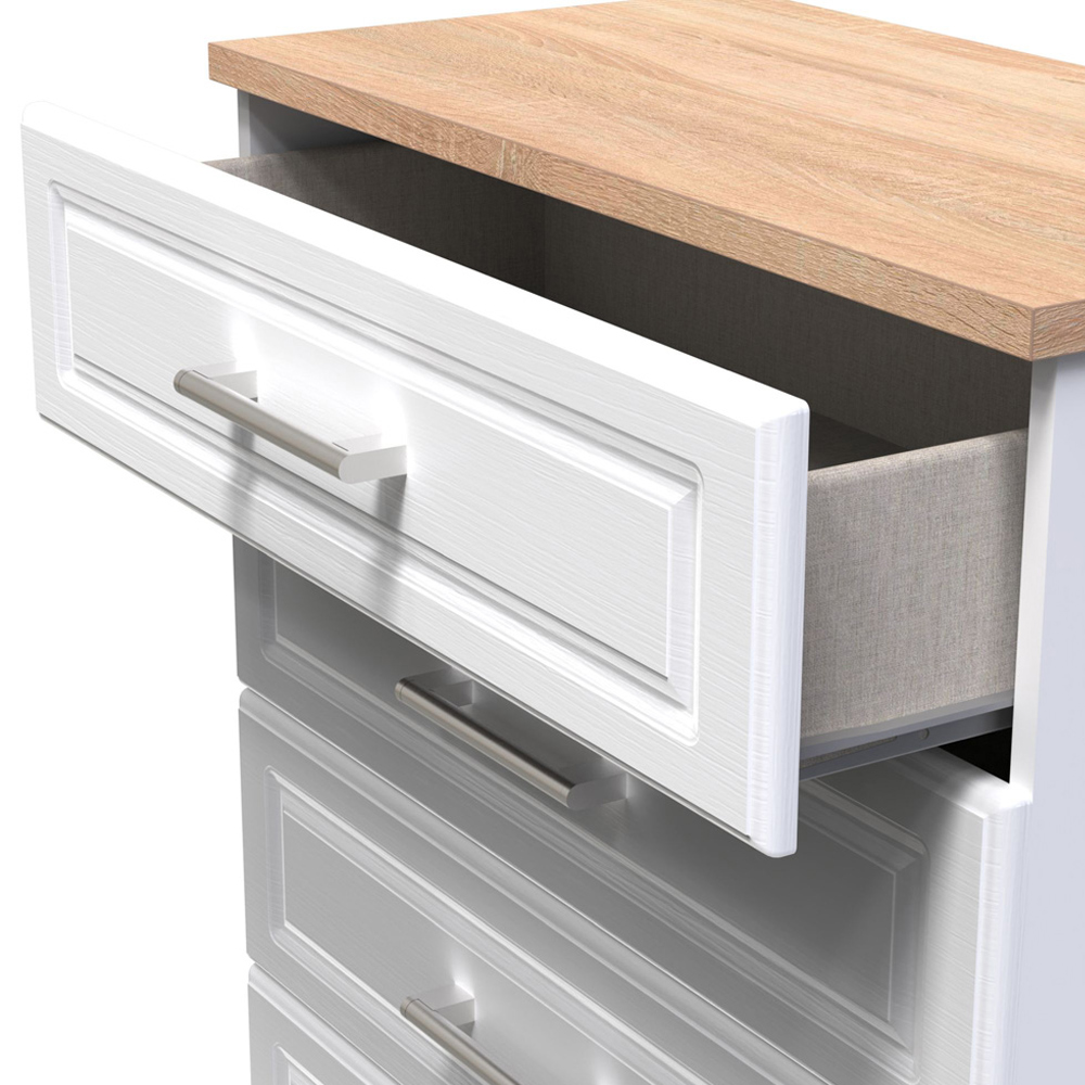 Crowndale Kent Ready Assembled 5 Drawer White Ash and Modern Oak Chest of Drawers Image 6