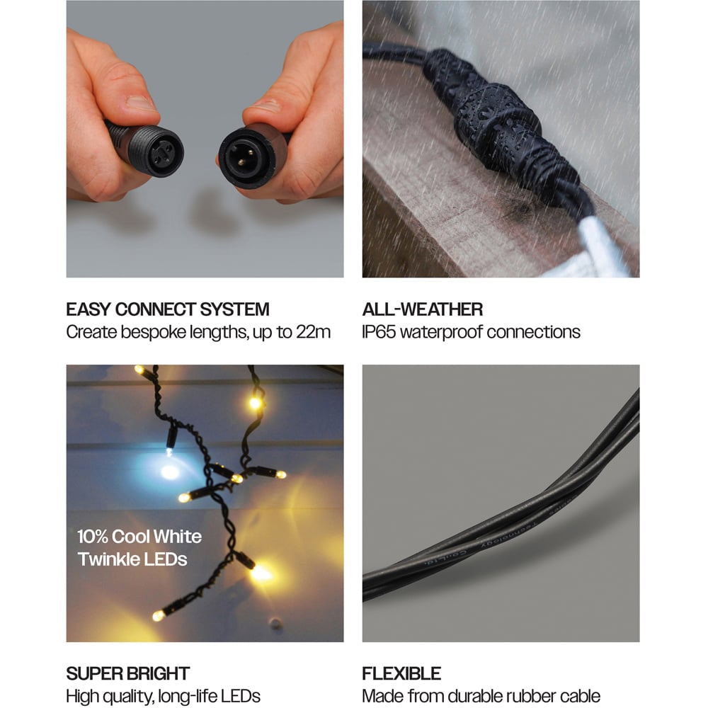 Eagle Connect 300 Warm White LED Black Icicle Light 11m Image 6