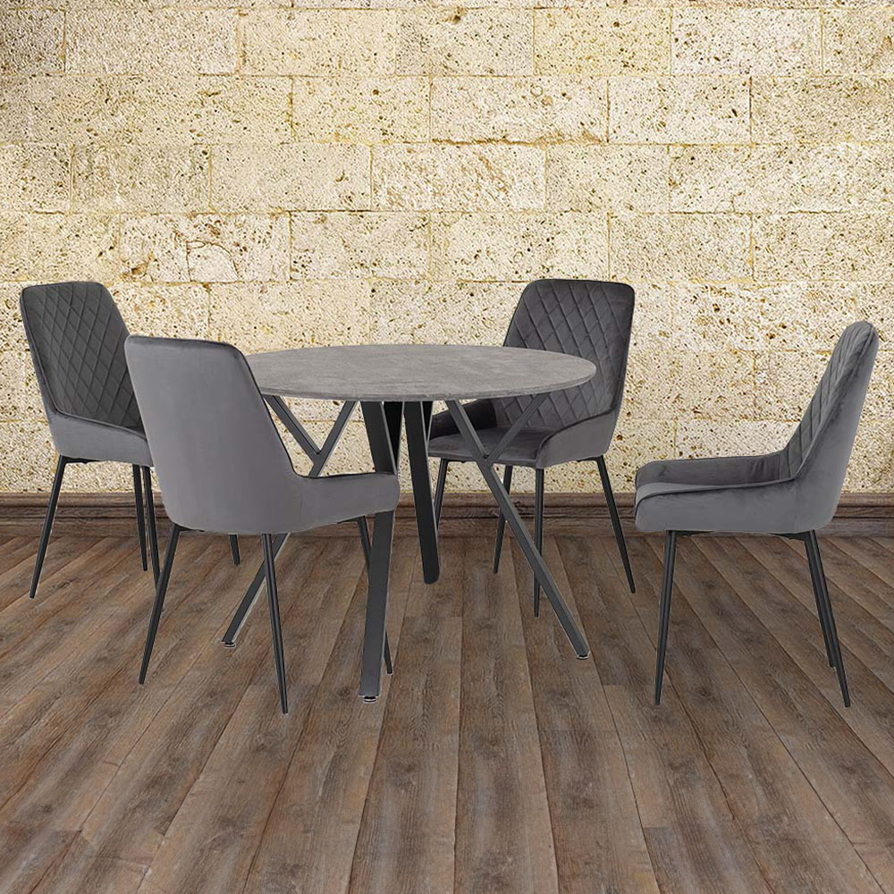 Seconique Athens Avery 4 Seater Dining Set Concrete and Grey Image 1