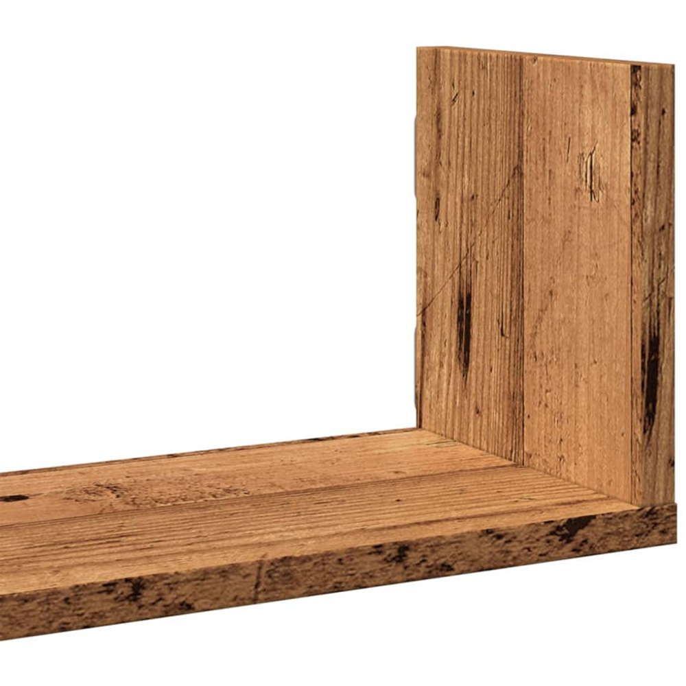 vidaXL 80 x 18 x 18cm Set of 3 Old Wood Wall Shelf Image 6