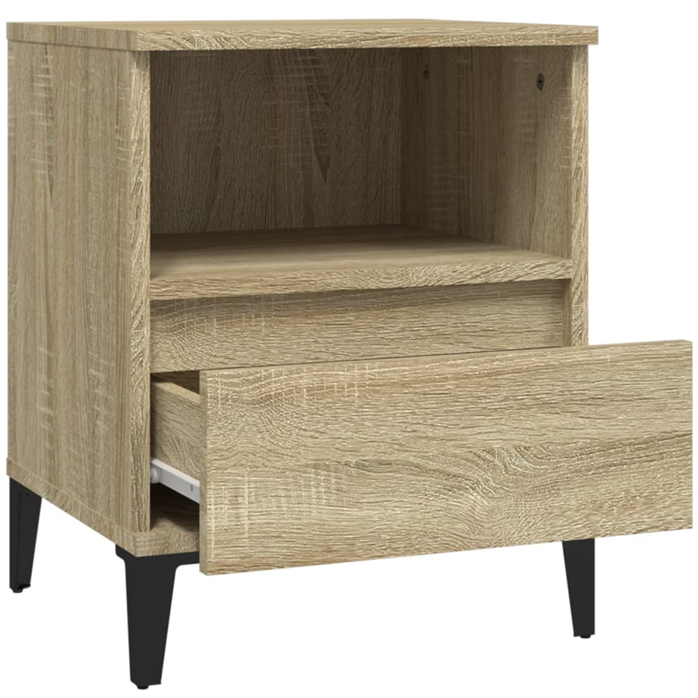 vidaXL Single Drawer Single Shelf Sonoma Oak Wooden Bedside Cabinet Image 3