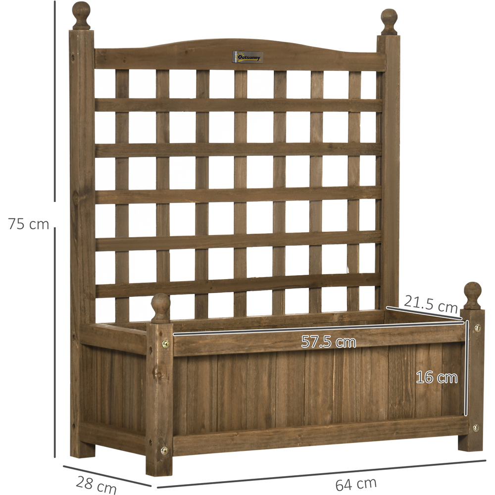 Outsunny Brown Raised Garden Bed Planter with Trellis 75 x 28 x 64cm Image 8