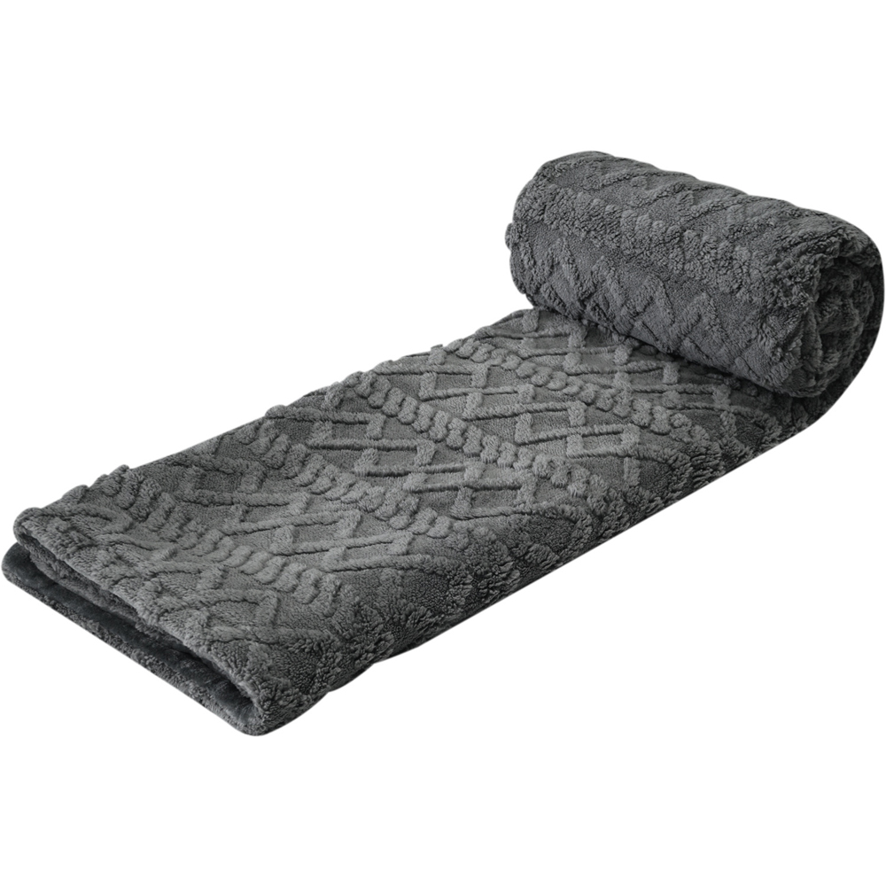 Cable Knit Electric Heated Throw Grey Image 6