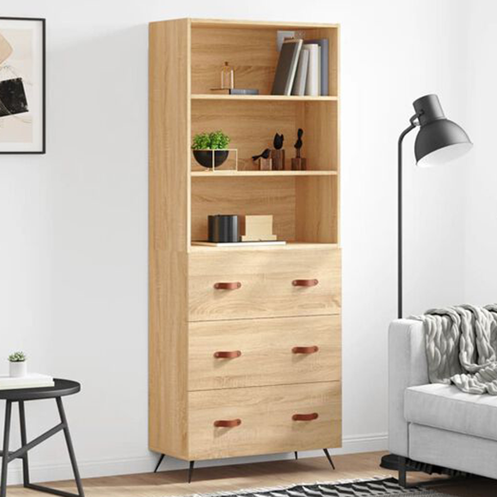 vidaXL 3 Door 3 Drawer Sonoma Oak Highboard Image 1