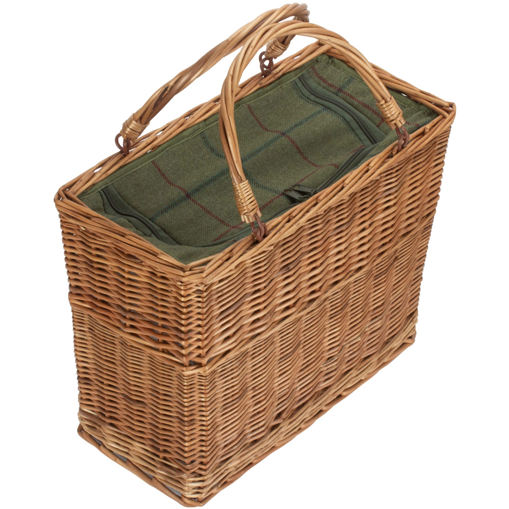 Red Hamper Green Tweed Rectangular Wicker Cooler Basket Image 2