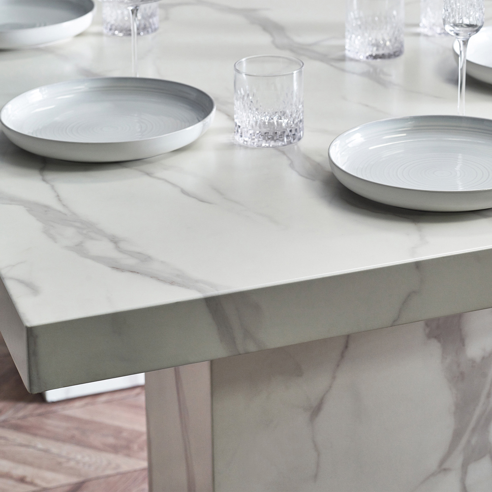 Julian Bowen Rome Marble Effect 6 Seater Dining Table White Image 6