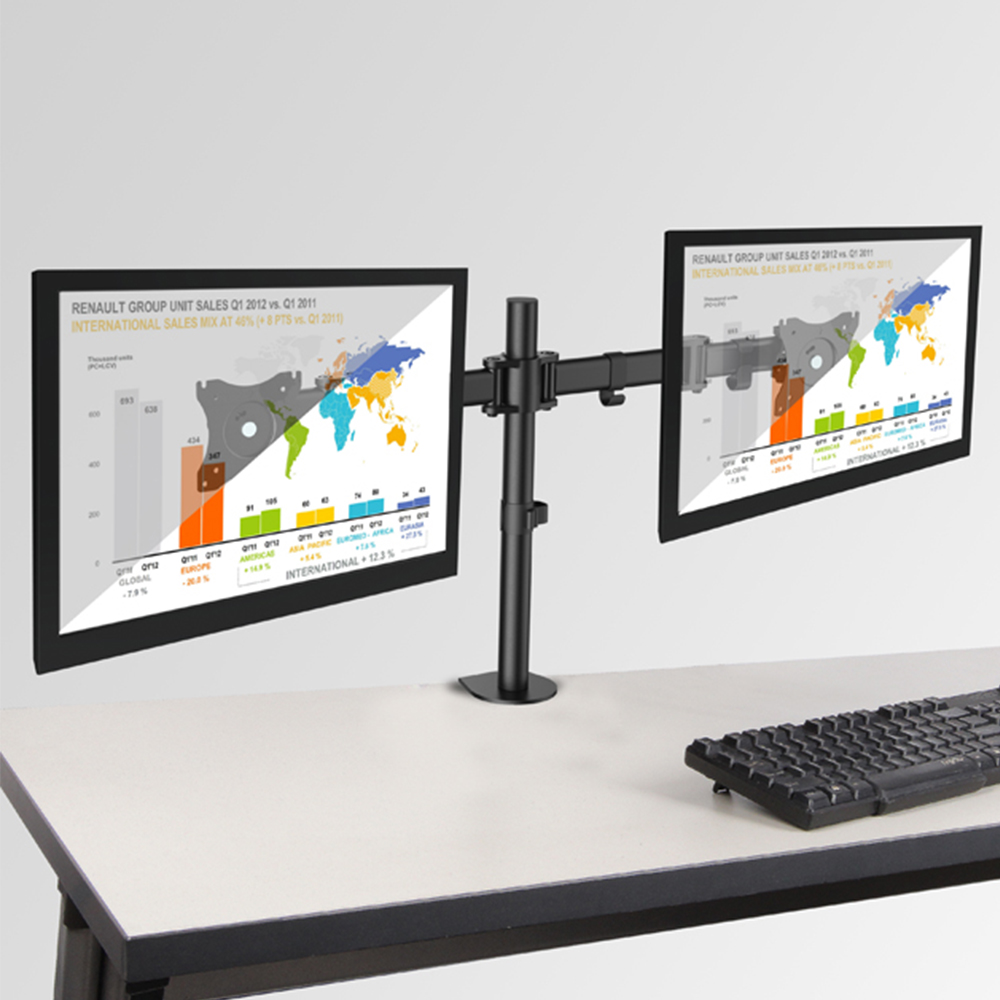 ProperAV 13 to 32 Inch Dual Swing Arm Full Motion Desk Top Monitor Mount Image 2