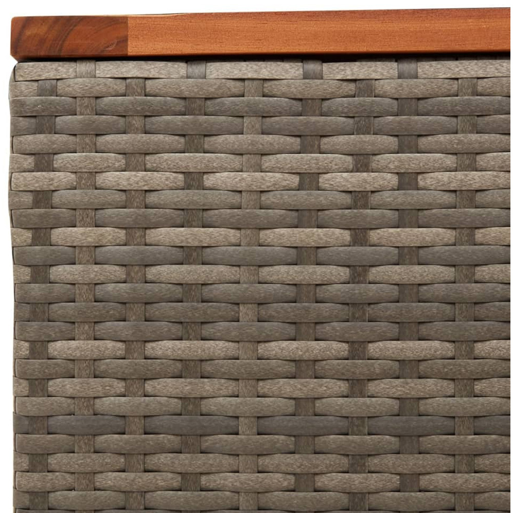 Walplus Grey Brown Poly Rattan Acacia Wood Top Garden Coffee Table Image 5