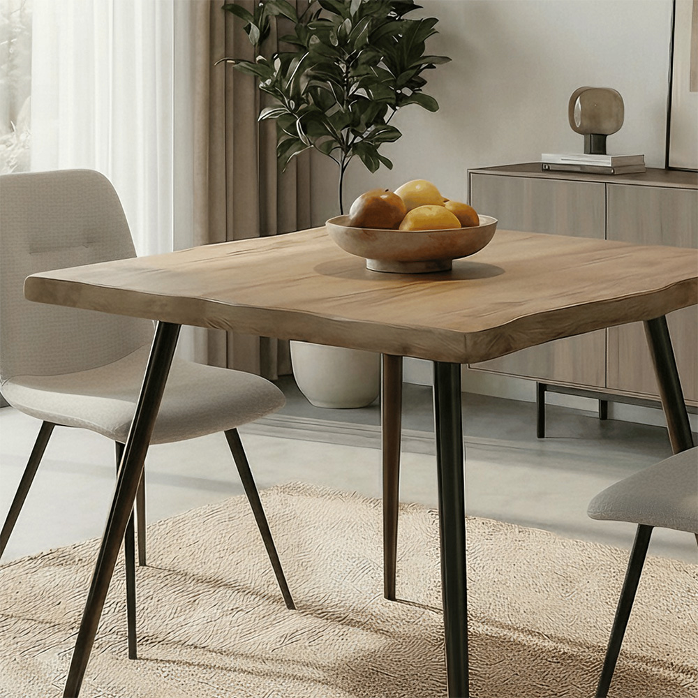 Home Source Avara and Ashford 2 Seater Square Dining Set Oak Woodgrain Effect and Off White Image 4