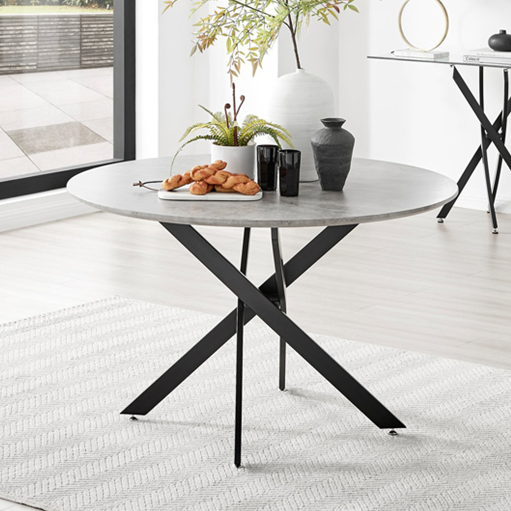 Furniturebox Arona Cesano 4 Seater Round Dining Set Grey and Black Image 2