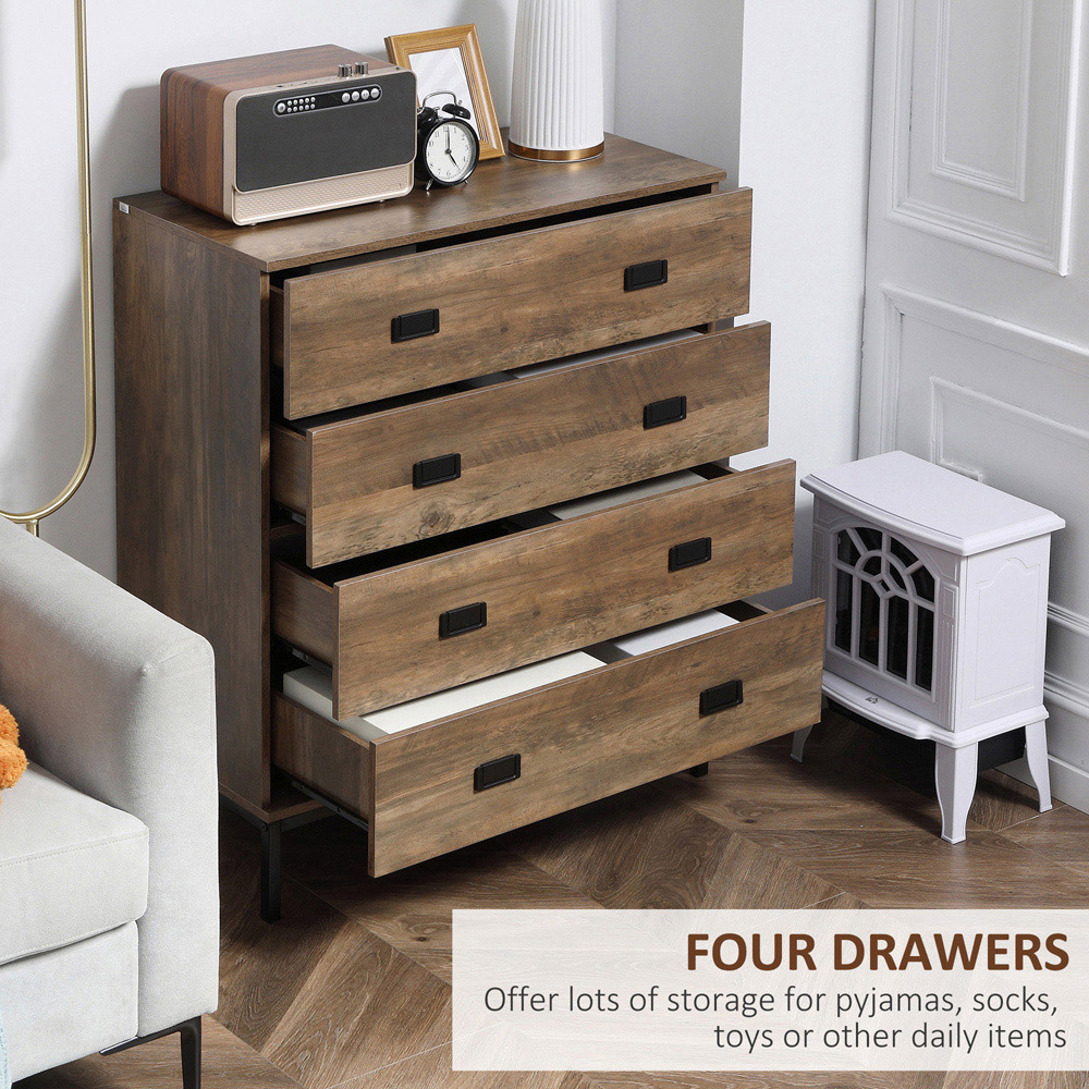 Portland 4 Drawer Brown Chest of Drawers Image 5
