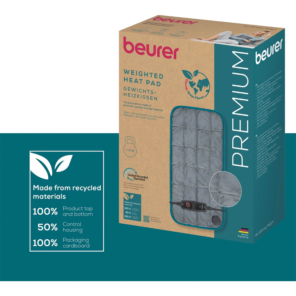 Beurer Premium Green Planet Grey Cosy Weighted Heat Pad with Controller 180 x 130cm Image 7