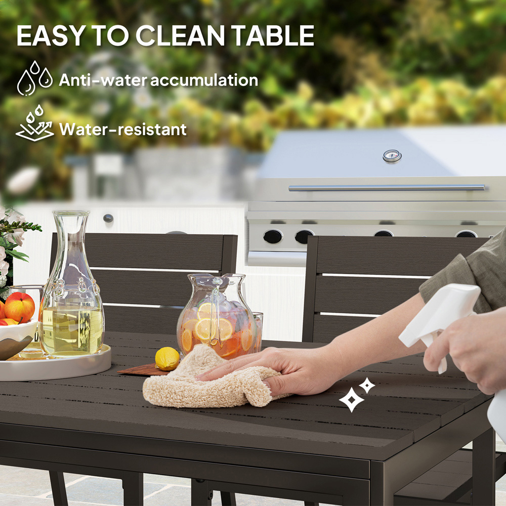 Outsunny 6 Seater Steel Garden Dining Set with Stackable Chair Black Image 7