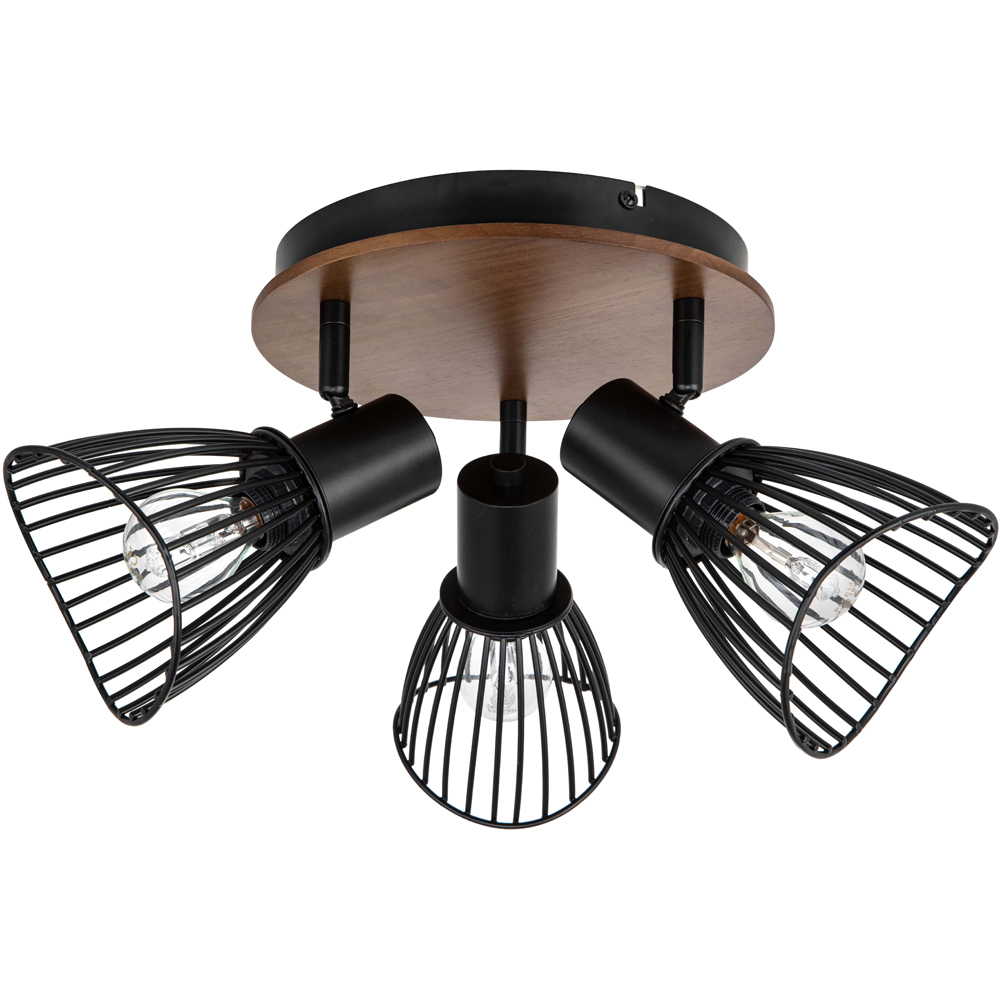 Cosylyte Hadley Matt Black 3 Light Wire Shade Spotlight Image 1