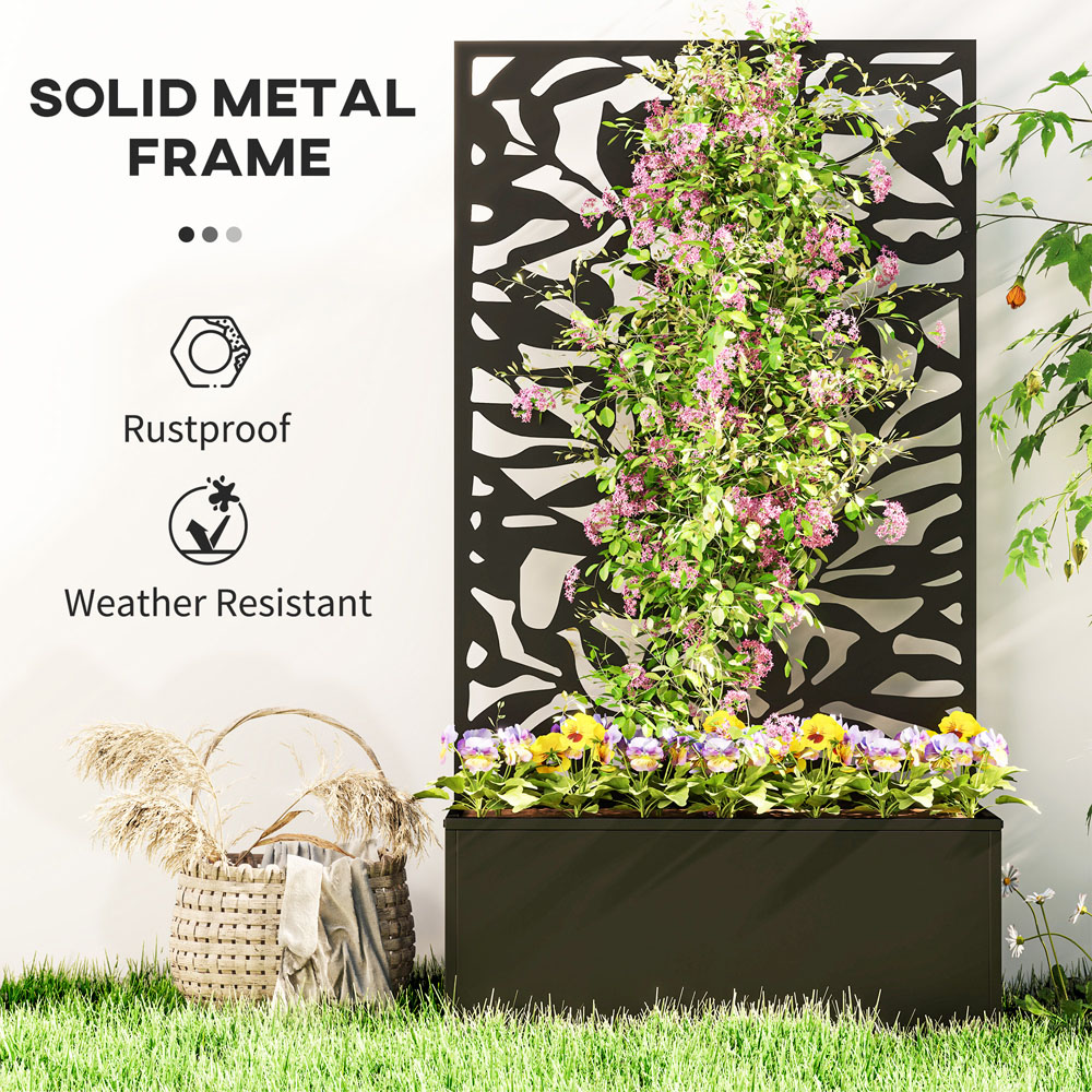 Outsunny Black Metal Raised Garden Bed with Trellis 113 x 23 x 61cm Image 6