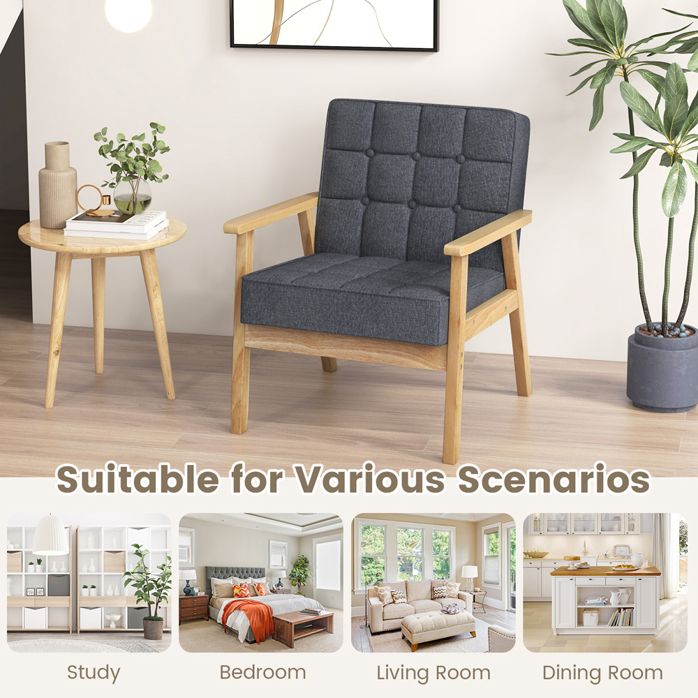 Costway Grey Modern Accent Chair Image 8