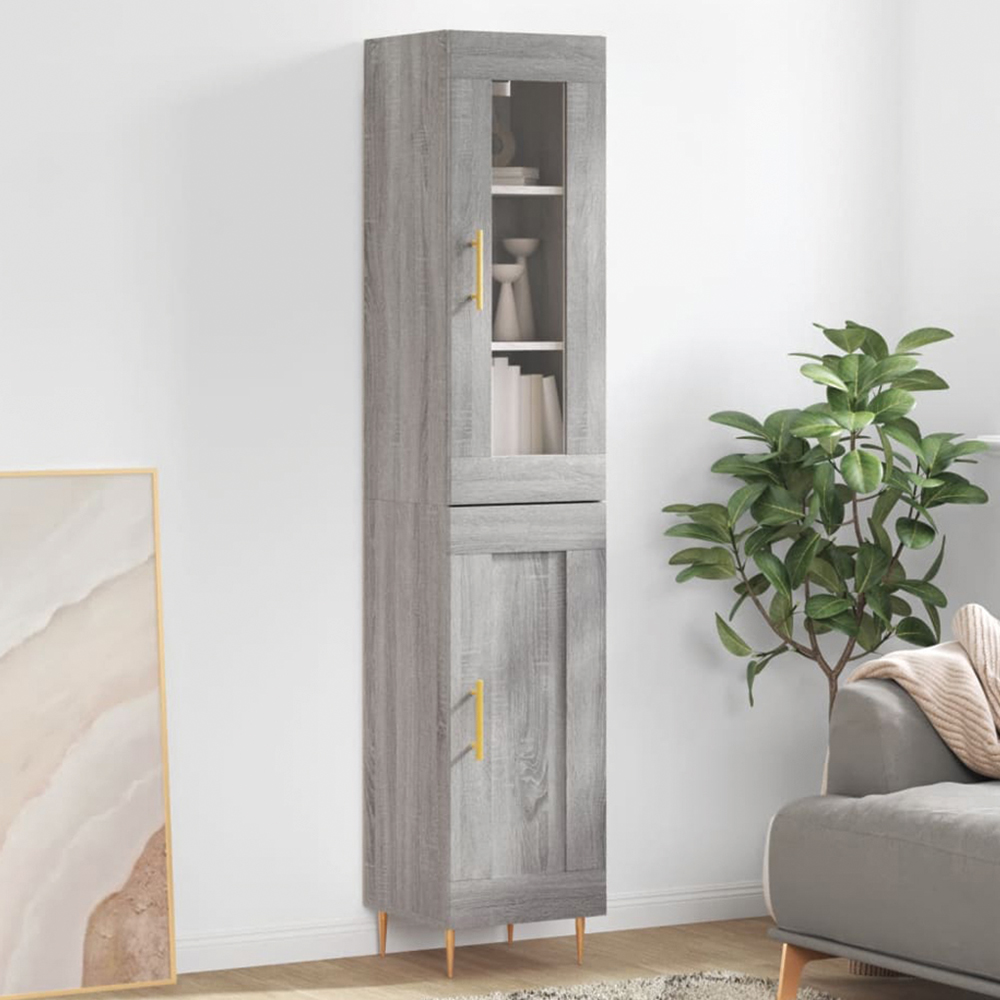 vidaXL 2 Door Grey Sonoma Highboard Image 1