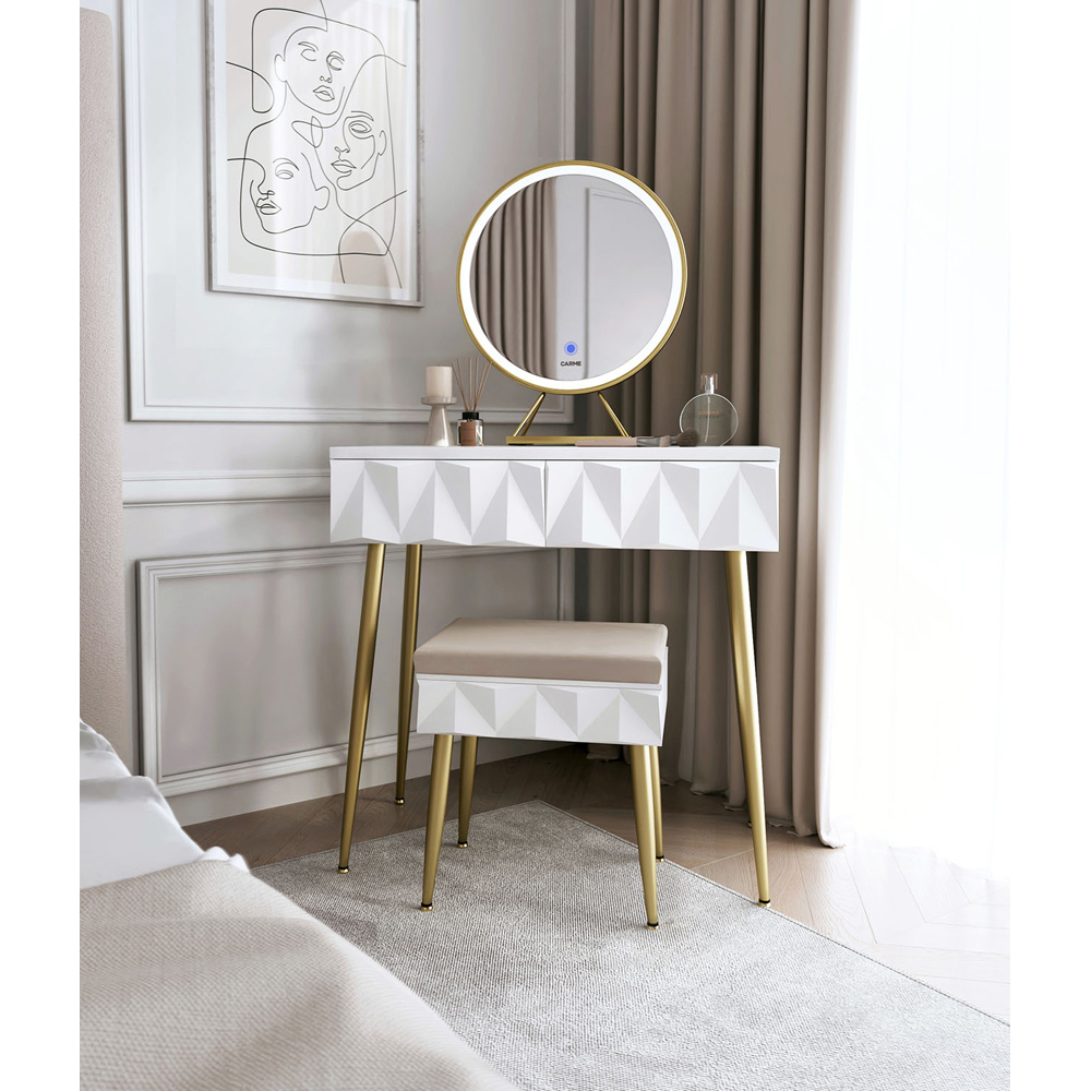 CARME Home Montana White and Gold Dressing Table Image 7