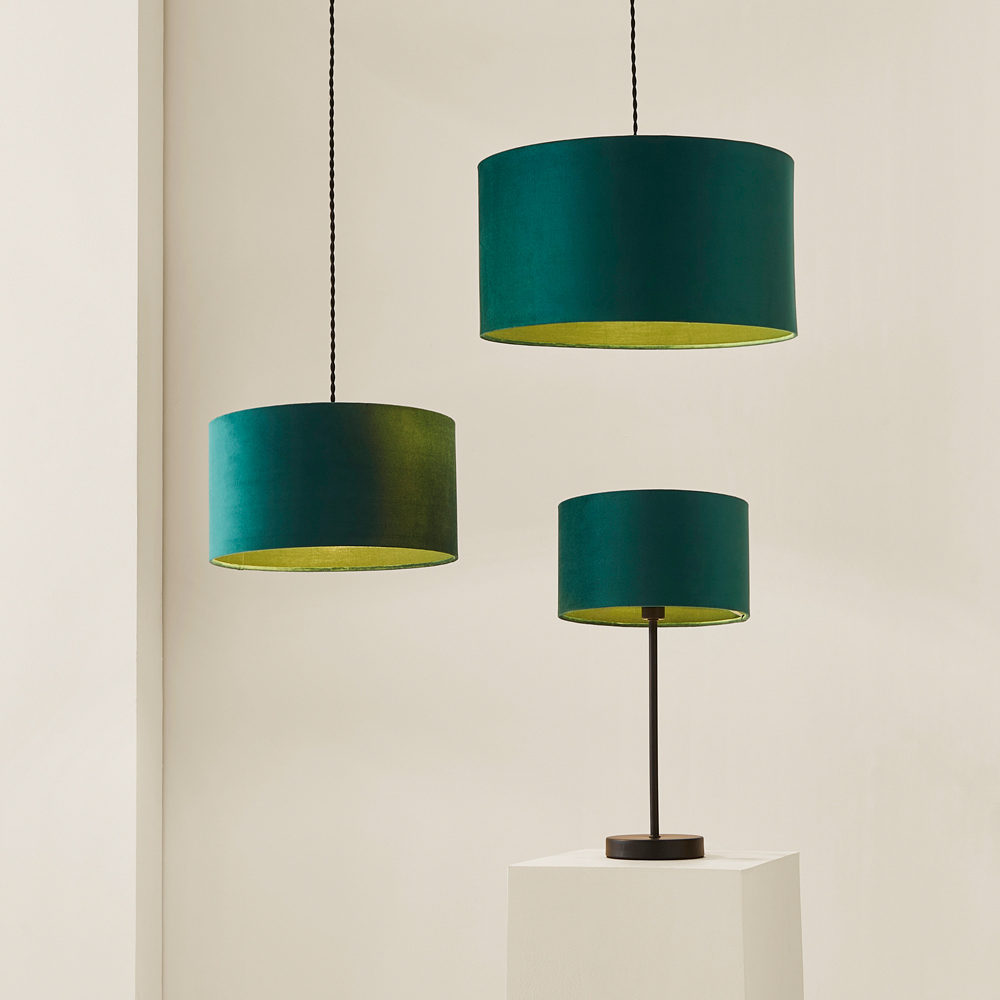 ValueLights Reni Forest Green Velvet Ceiling Drum Lamp Shade Small Image 7
