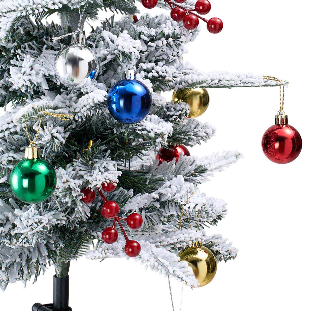 Living and Home Pre-Lit Solar-Powered Snow Dusted Artificial Christmas Tree 2.7ft 2 Pack Image 6