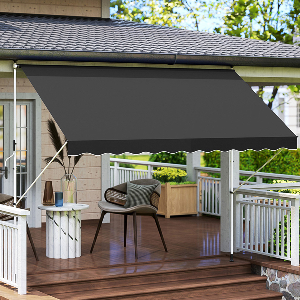 Outsunny 3 x 1.5m Black Retractable Awning Image 1