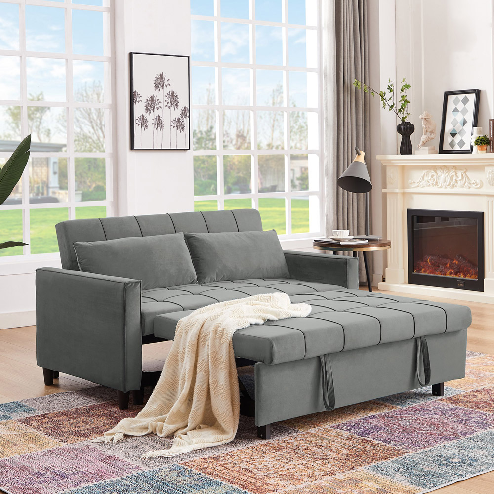 Furniture One 2 Seater 3 in 1 Grey Convertible Sofa Bed Image 8