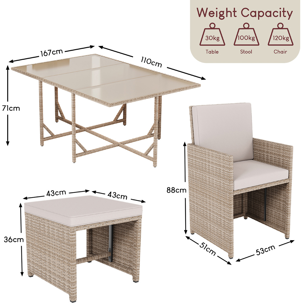 GARDEN VIDA Cuba 10 Seater Natural PE Rattan Garden Dining Set Image 9