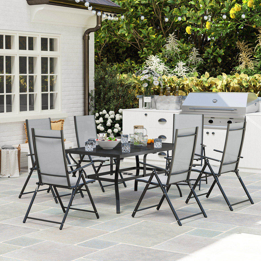 Outsunny 6 Seater Garden Dining Set Grey Image 3