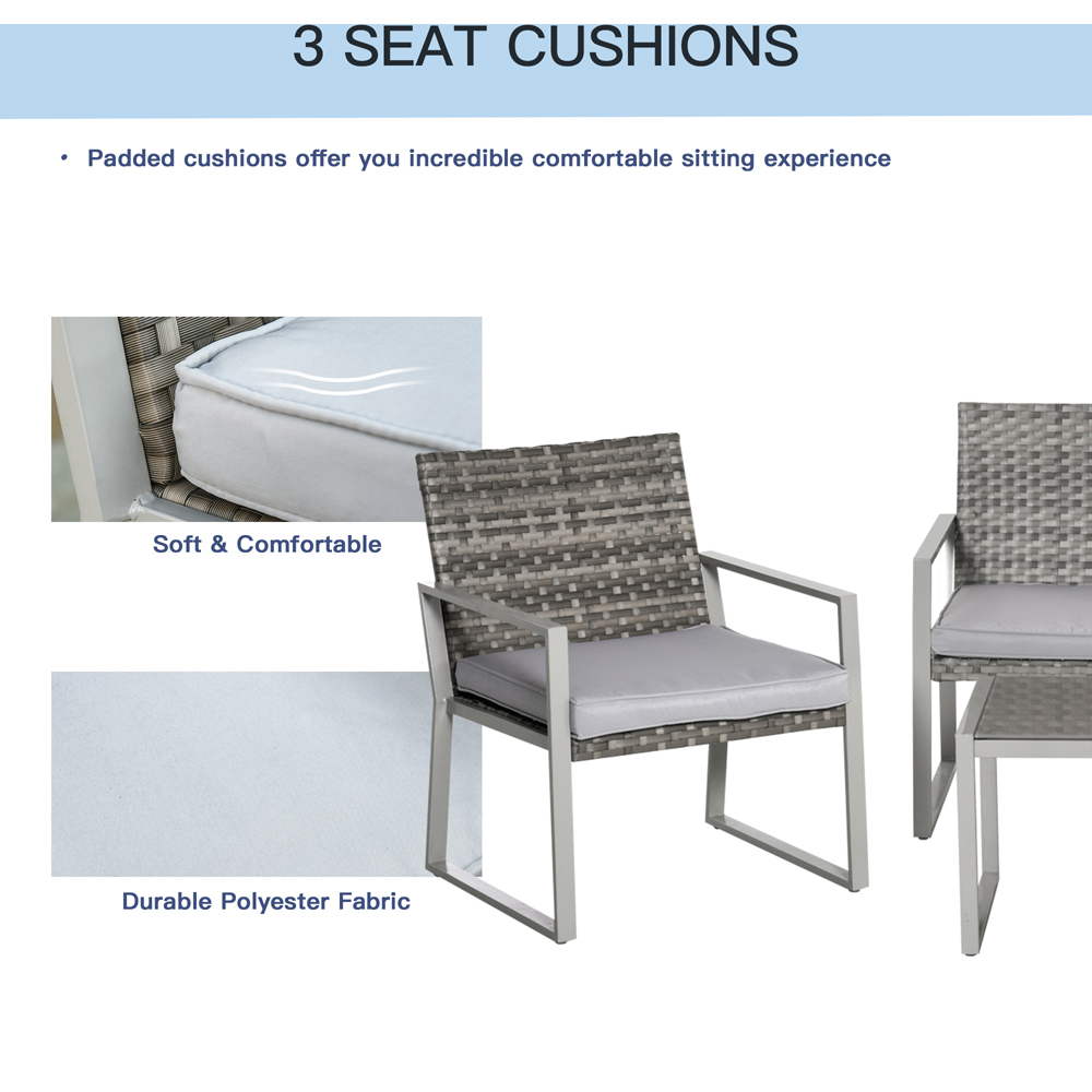 Outsunny 4 Seater Grey Rattan Sofa Lounge Set Image 8