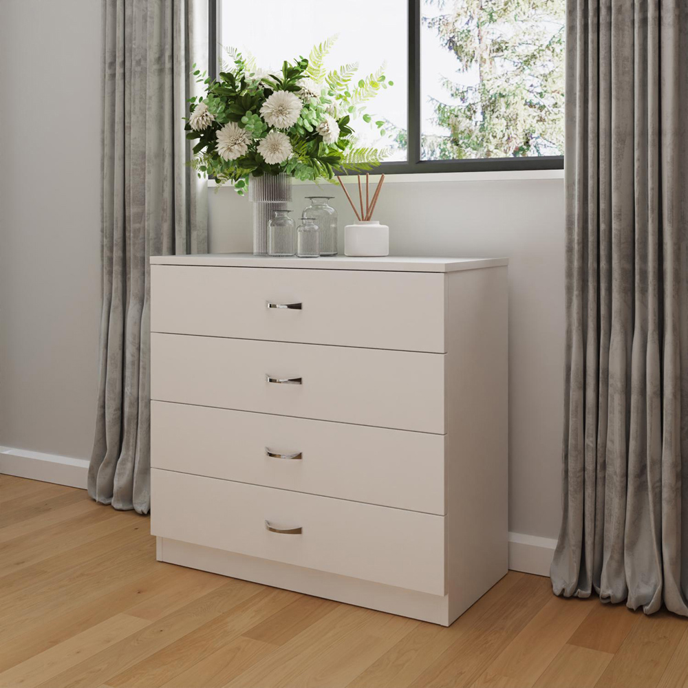 FWStyle Promo 4 Drawer White Modern Chest of Drawers Image 6