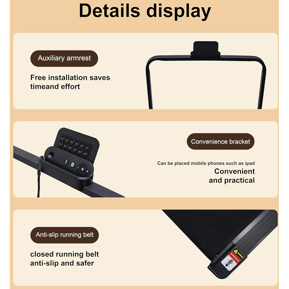 Alivio Black Portable Treadmill with LED Display and Anti-Slip Belt Image 8