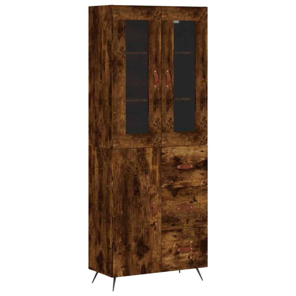 vidaXL 3 Door 3 Drawer Smoked Oak Highboard Image 2