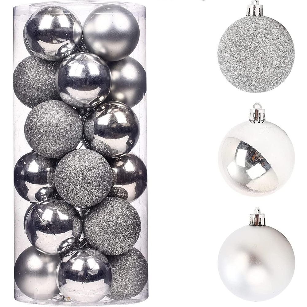 Shatchi 5cm Silver Shatterproof Christmas Bauble 9 Pack Image 2
