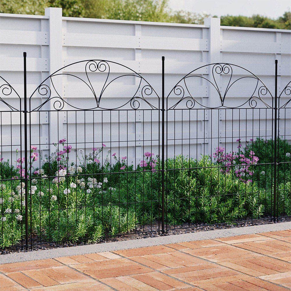 Living and Home Scroll Design 2.3 x 3.3ft 10 Panel Metal Garden Fence with Gate Image 3