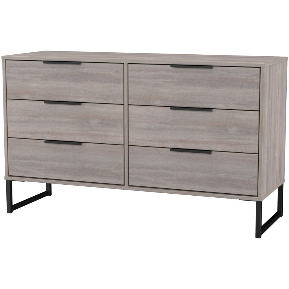 Crowndale Hong Kong 6 Drawer Grey Oak Wide Chest of Drawers Ready Assembled Image 4