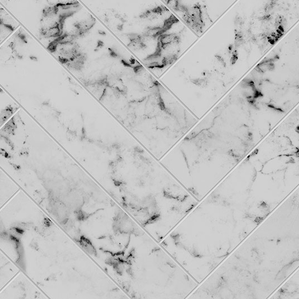 Alloy Carrara Marble Herringbone Kitchen Splashback 3000 x 750 x 4mm Image 2