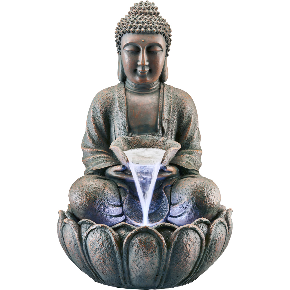 Garden Gear Serenity Bronze Sitting Buddha Water Feature Image 1