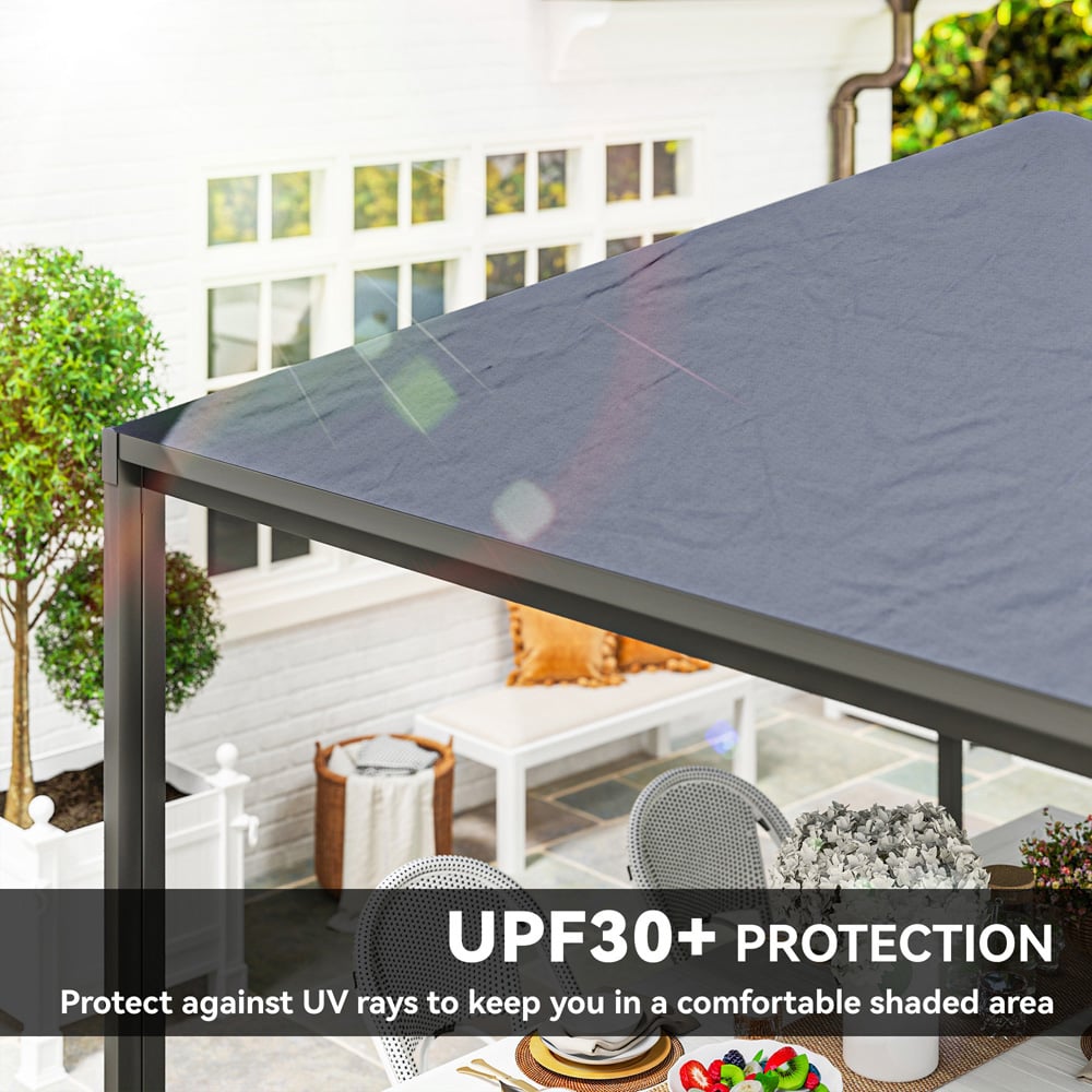 Outsunny 3 x 3m Grey Garden Gazebo with Extendable Awning and Wheels Image 7