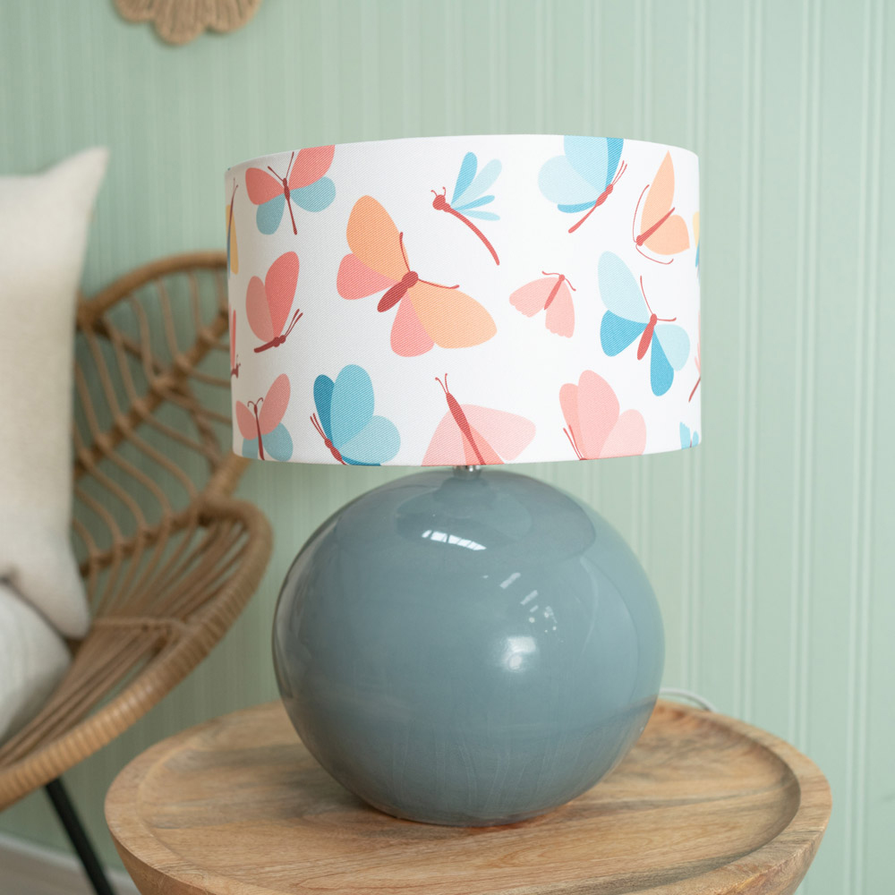 ValueLights Bosco Eucalyptus Teal Butterfly Shade Ceramic LED Table Lamp Image 3
