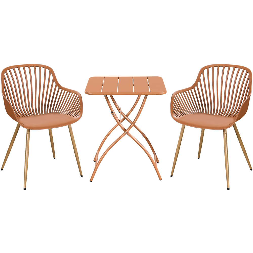 Core Products 2 Seater Terracotta Sunray Design Square Metal Foldable Table Garden Bistro Set Image 2