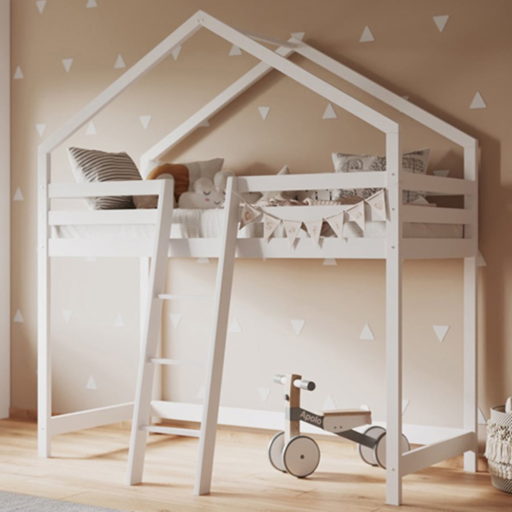 Flair Nook White Wooden House Mid Sleeper Image 1
