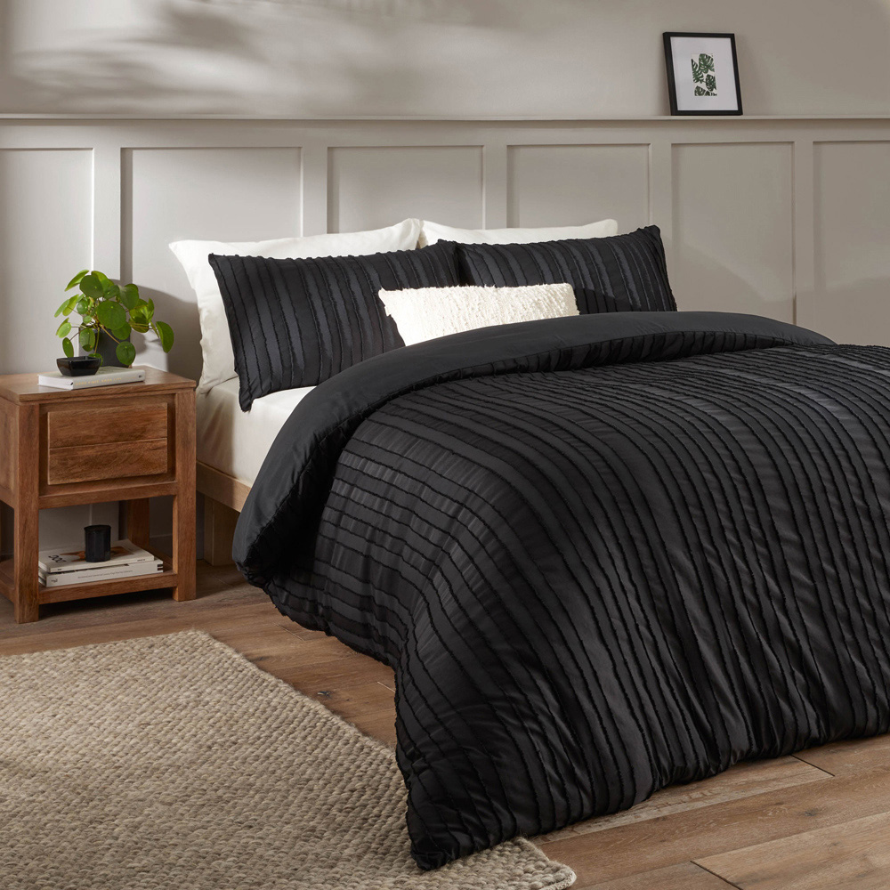 Duvet Day Harrison Double Black Stripe Printed Duvet Set Image 4