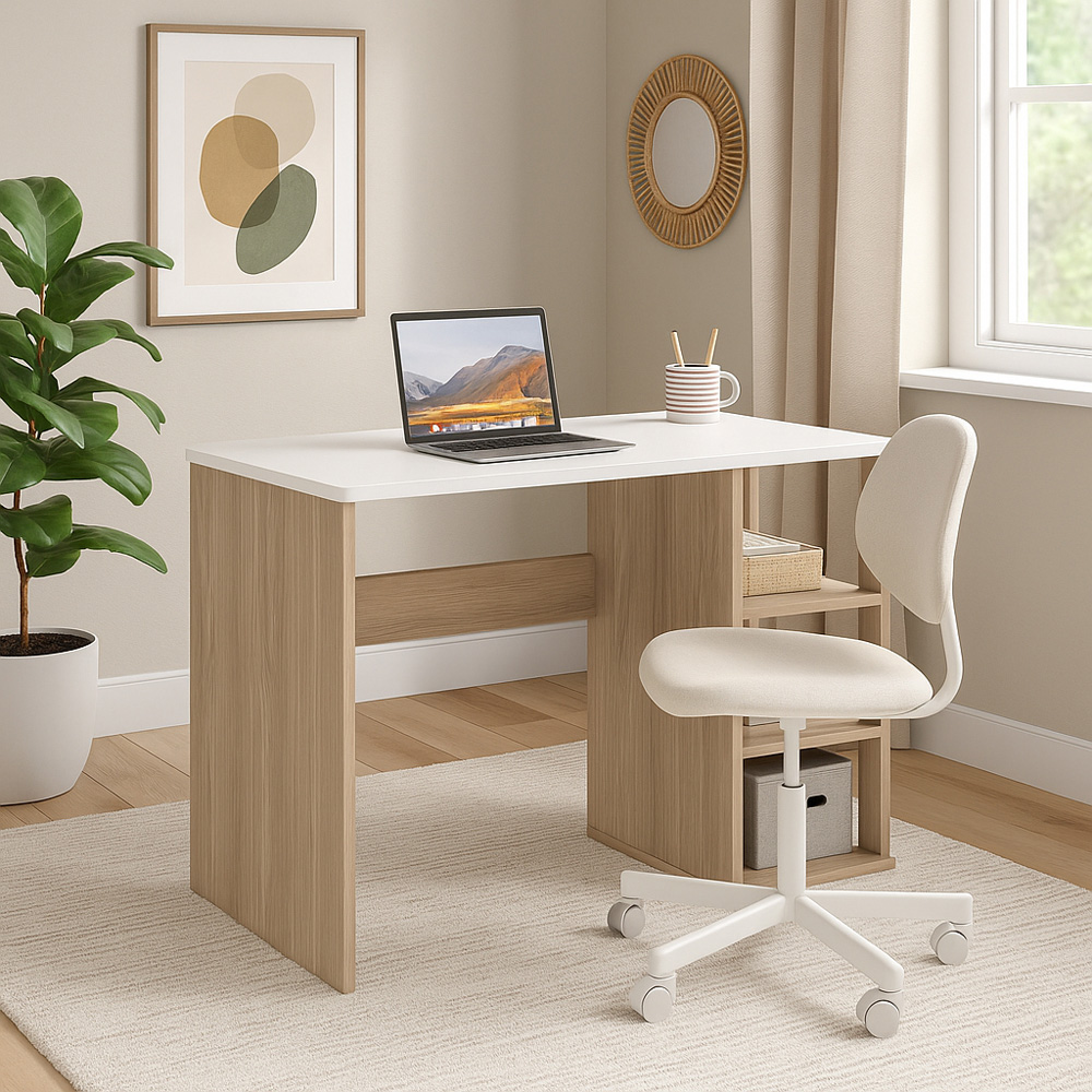 Decorotika Polina 3 Shelf Computer Desk Cordoba White Image 6