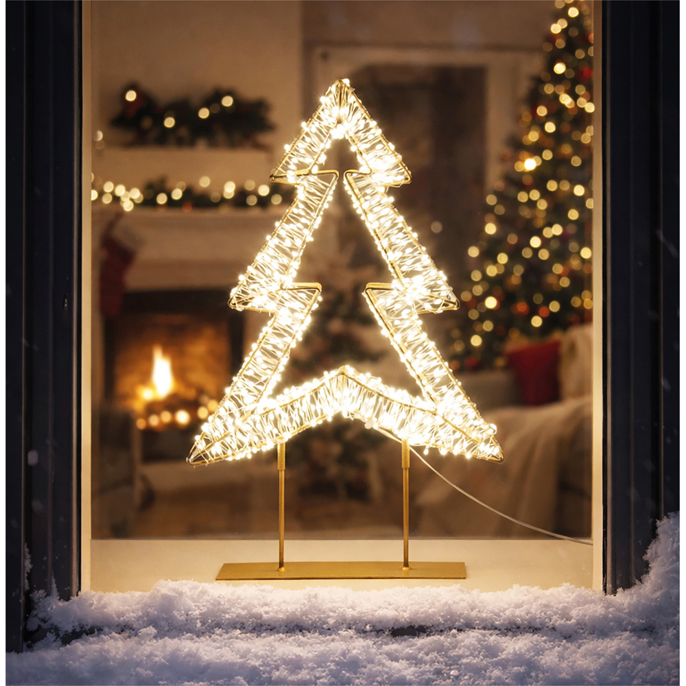 Xmas Haus 720 Warm White LED Champagne Gold Metal Christmas Tree Decoration 45cm Image 2