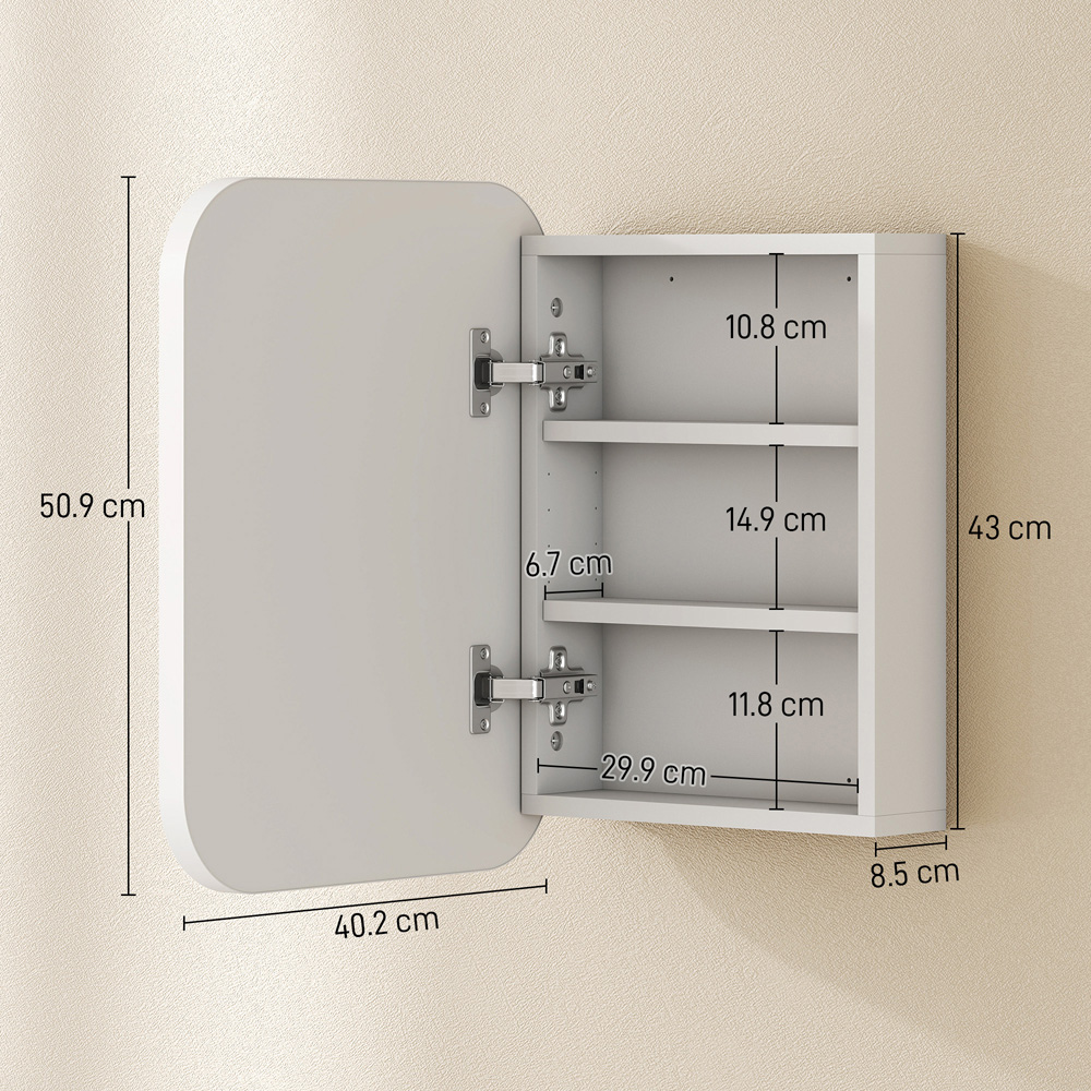 Portland White Wall Mounted Adjustable Bathroom Cabinet with Mirror Image 9
