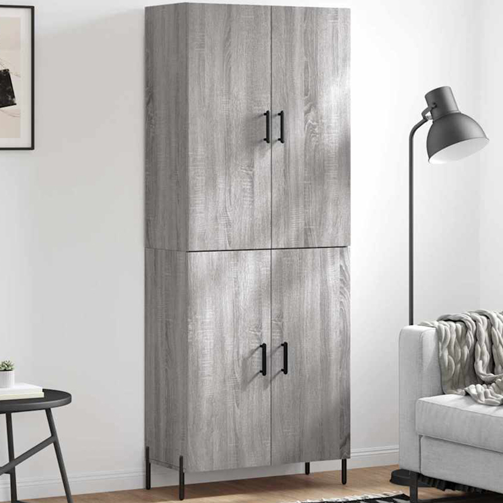 vidaXL 4 Door Grey Sonoma Highboard Image 1