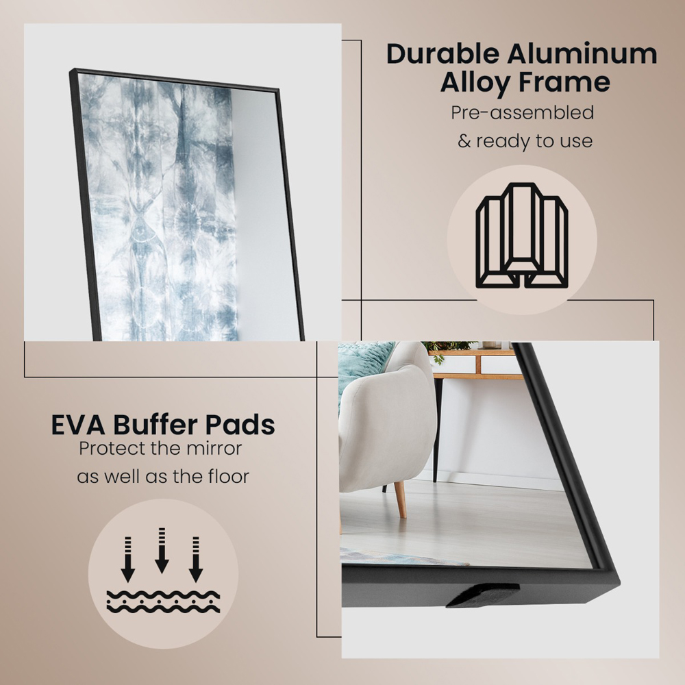 Costway Black Shatter Proof Full Length Mirror Image 6