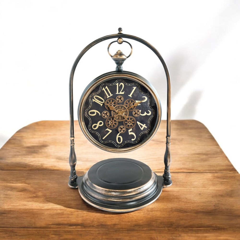 Acacia Home Black Gear Table Clock 67cm Image 2