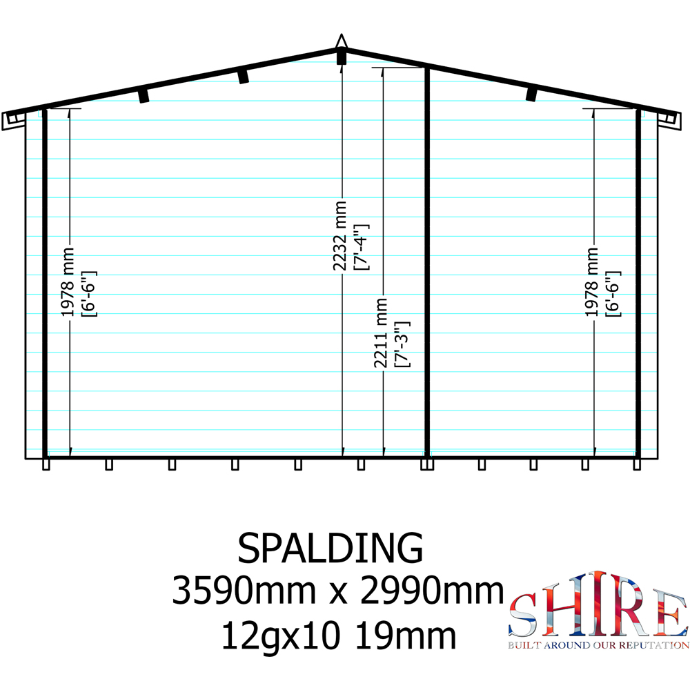 Shire Spalding 12 x 10ft Dual-Purpose Apex Garden Log Cabin with Integral Storage Image 7
