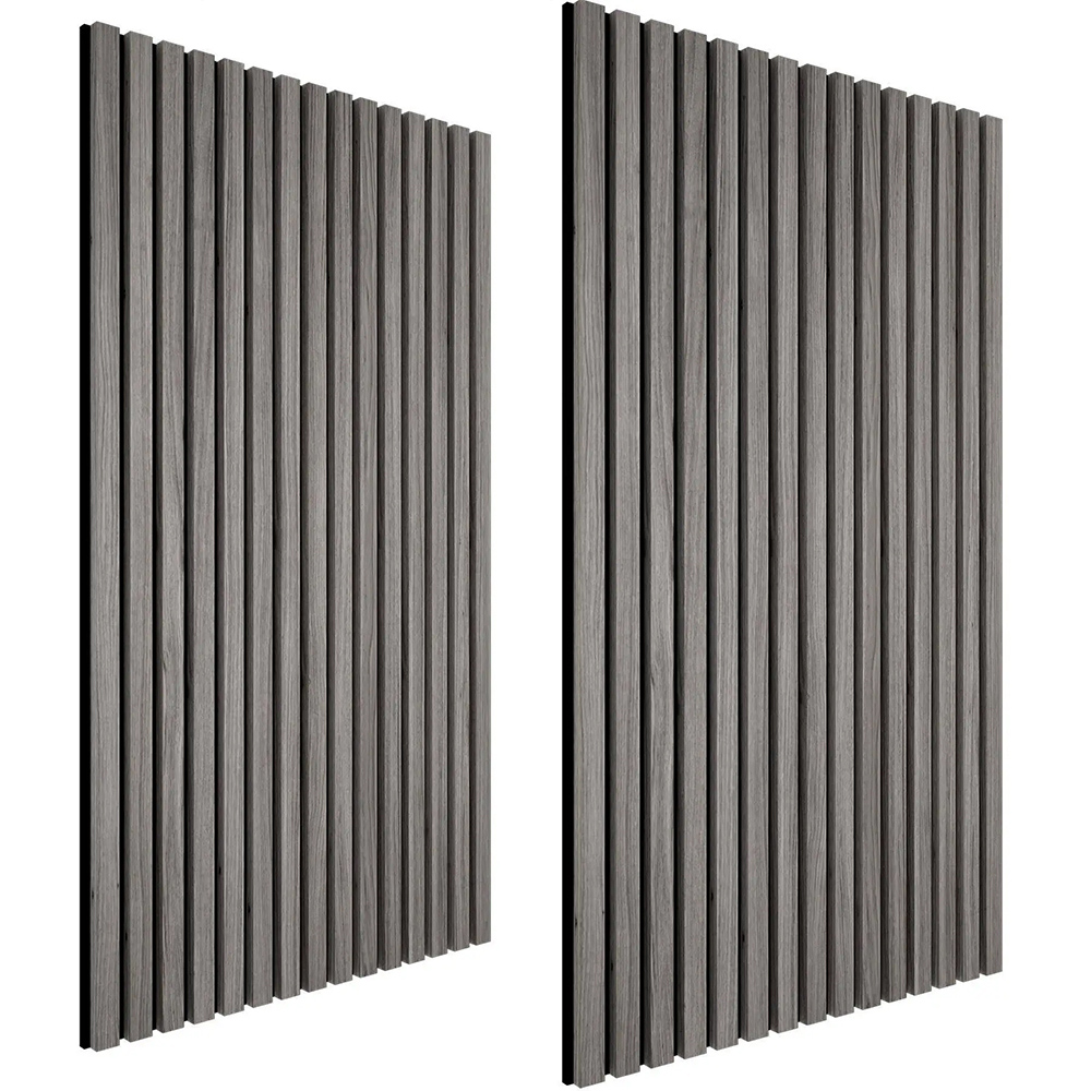 tectake Light Grey Oak Wood Effect Acoustic Wall Panel 2 Pack Image 2